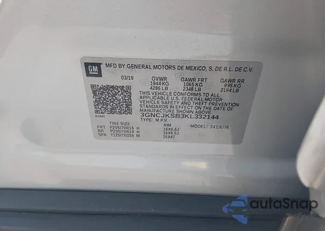 2019 Chevrolet Trax Ls from USA, damaged, VIN 3GNCJKSB3KL332144